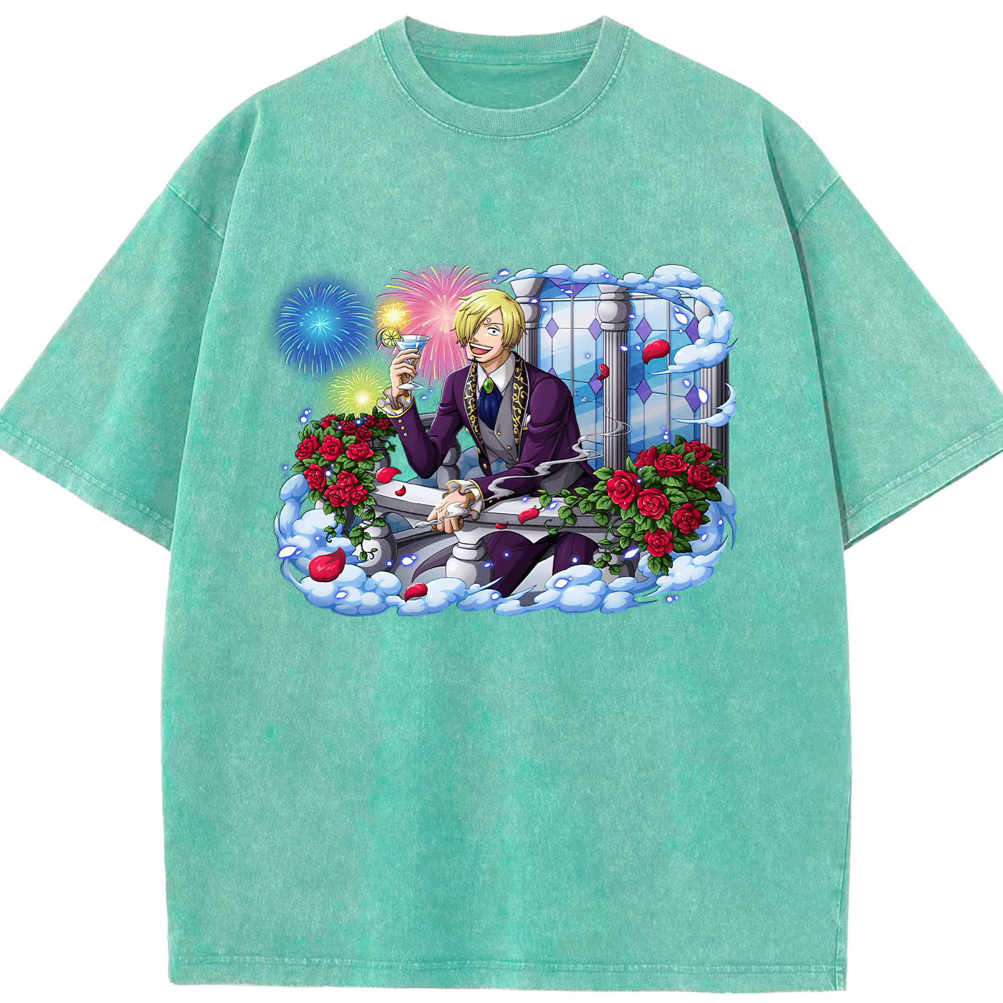 ワンピース サンジ ONE PIECE Sanji 綿100% ヴィンテージ風 半袖Tシャツ（フロントプリント）